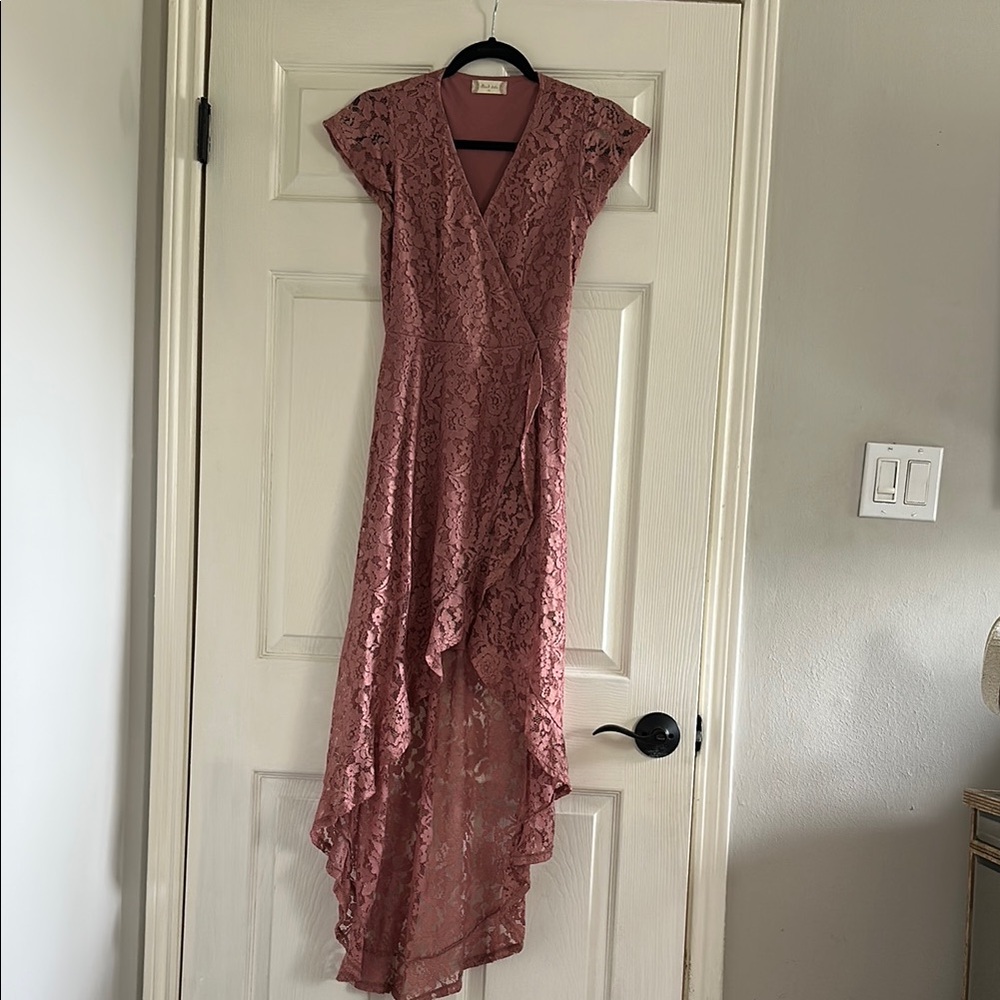 Altar'd State Dusty Rose High Low Lace Dress